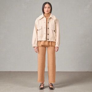 New Nud by Nekane Volfra Cotton Denim Oversized Jacket Sherpa Collar Size S/M